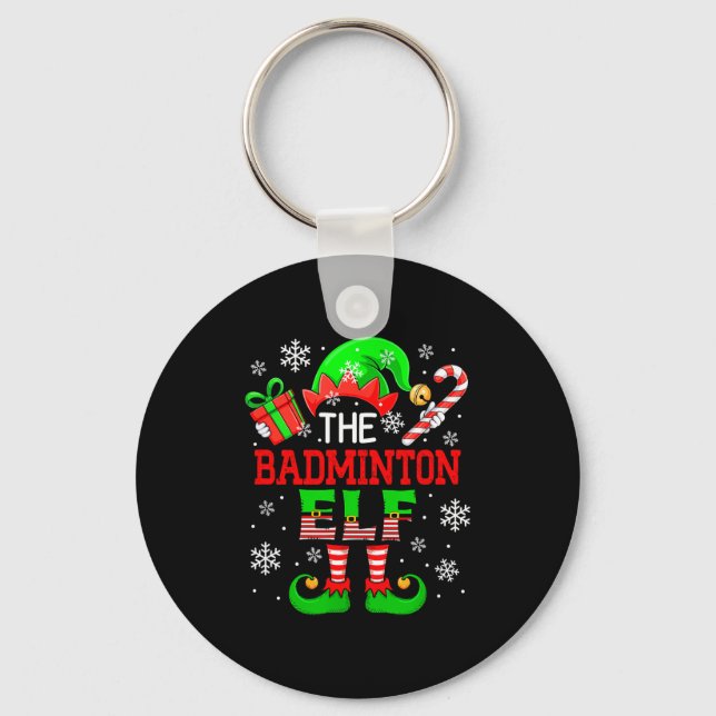 Chaveiro O Fã do Elfo de Natal do Badminton Jogador Fa (Frente)