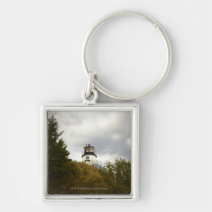 Chaveiro O farol principal da coruja em um dia nebuloso