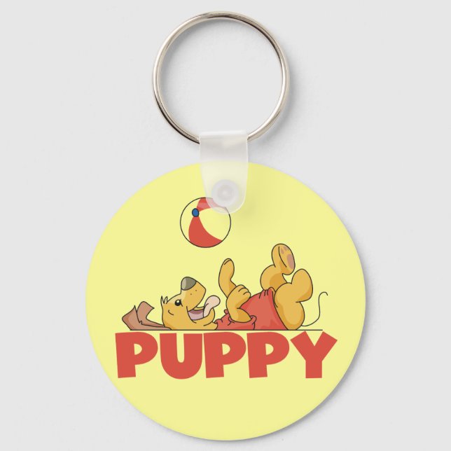 Chaveiro O filhote de cachorro joga o camiseta e os (Frente)