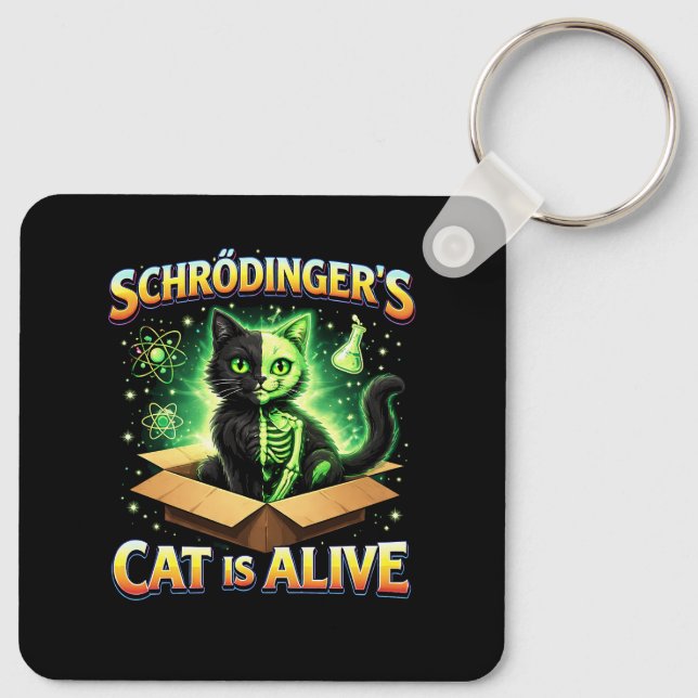 Chaveiro O Gato Curioso de Schrödinger (Verso)