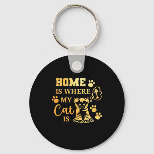 Chaveiro O Gato Em Casa É Onde Meu Gato Está