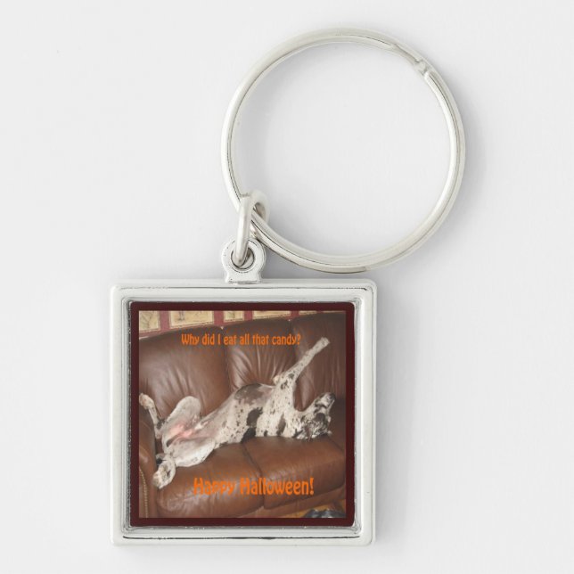 Chaveiro O Grande Dane Comeu Demais Doces De Halloween (Frente)
