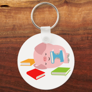 Chaveiro O Keyring pequeno do amante de livro (porco bonito