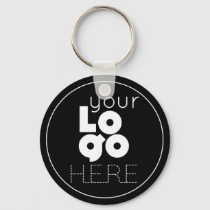 Chaveiro o logotipo branco da sua empresa no botão preto si