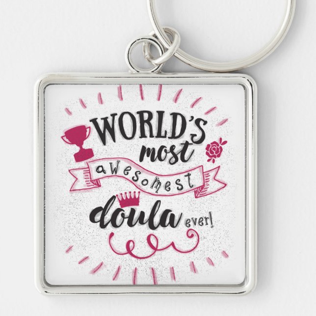 Chaveiro o melhor doula dos mundos - keyring - obrigado (Frente)