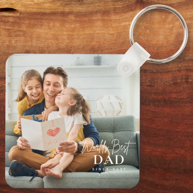 Chaveiro O melhor Pai do mundo desde a 20XX Foto moderna (Verso)