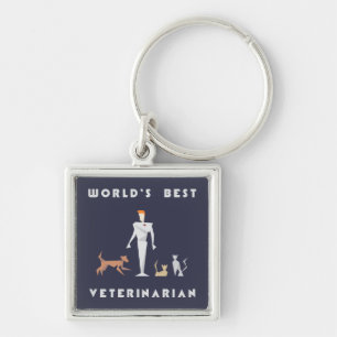 Chaveiro O melhor veterinário do mundo geométrico