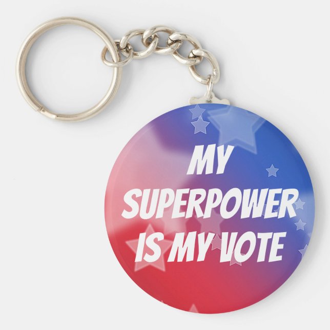 Chaveiro O meu superpoder é o meu voto (Frente)