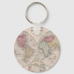 Chaveiro O mundo 1860 - Hemisférios oriental e ocidental