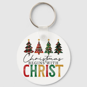 Chaveiro O Natal Começa Com Cristo Xadrez Vermelho E Verde