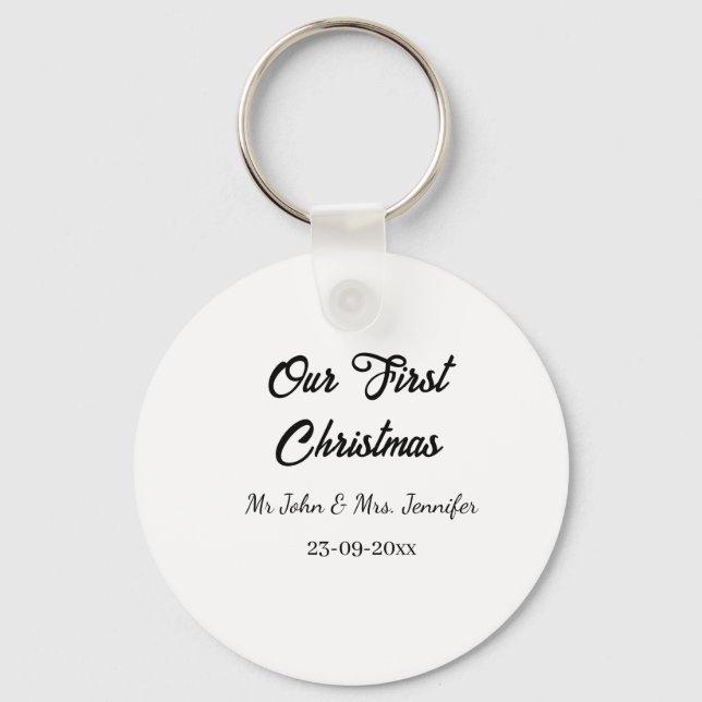 Chaveiro O nosso primeiro Natal, Sr. e Sra. casal, data (Frente)