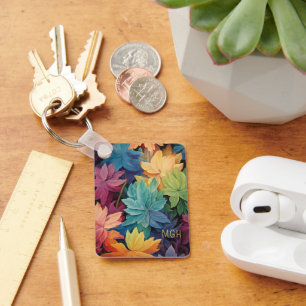 Chaveiro O outono Colorido deixa um monograma personalizado