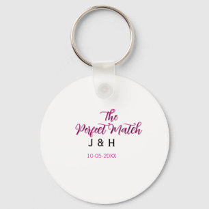 Chaveiro O par perfeito rosa preto nome data casamento casa