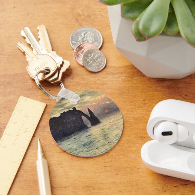 Chaveiro O Penhasco de Étretat, Pôr do Sol por Claude Monet (Mesa)