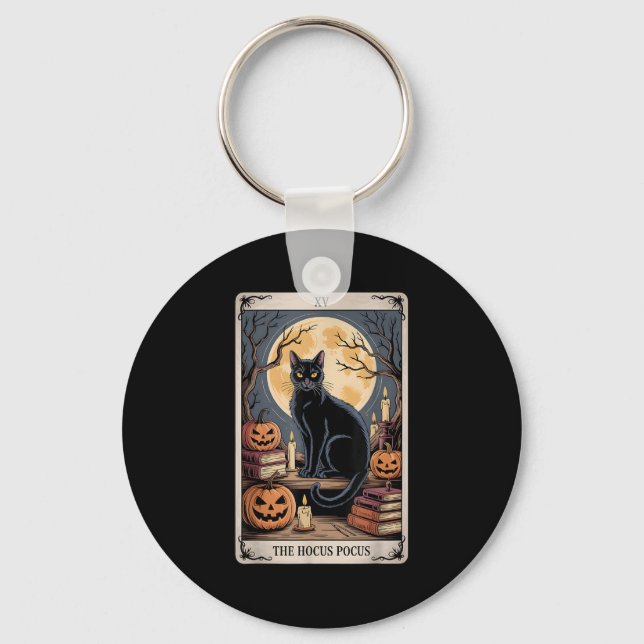 Chaveiro O Pocus Tarot Halloween Cat Pumpkin Mystic (Frente)
