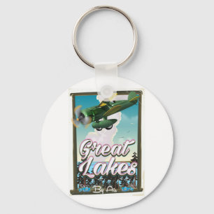 Chaveiro O pôster de viagem de avião dos Grandes Lagos