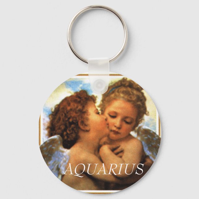 Chaveiro o primeiro beijo anjos cherubs, AQUARIUS (Frente)