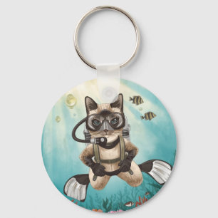 Chaveiro O Scuba Cat está mergulhando Subaquático