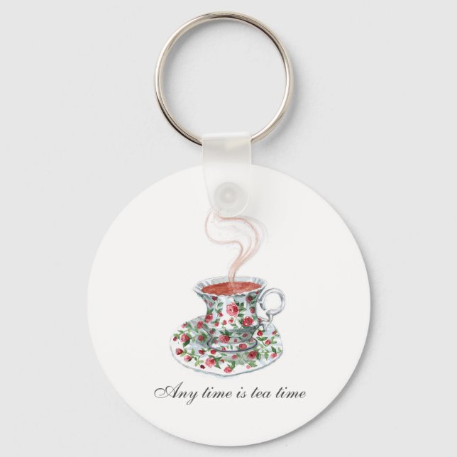 Chaveiro O tempo todo é hora de chá Tea Slogan Cote Vintage (Frente)