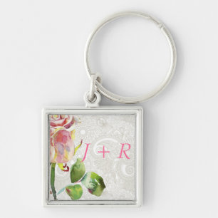 Chaveiro O teste padrão floral ornamentado com aguarela
