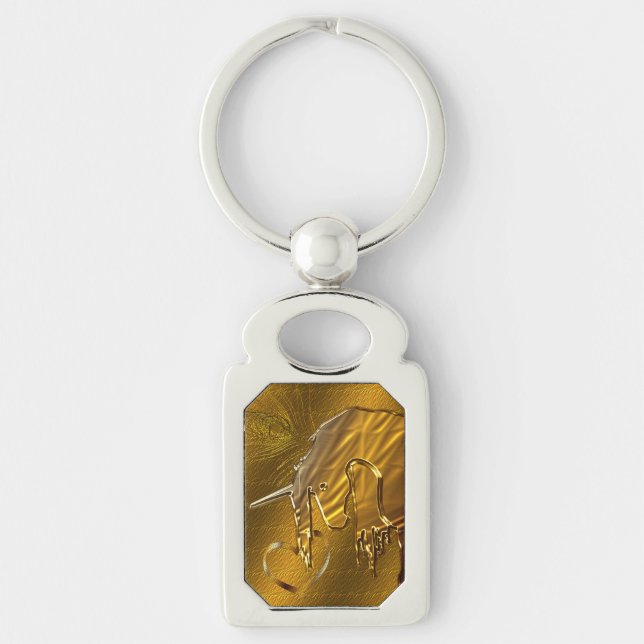 Chaveiro O Unicórnio Ouro (fundo ouro) (Frente)