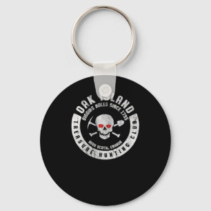 Chaveiro Oak Island Treasure Hunting Club Vintage Skull E