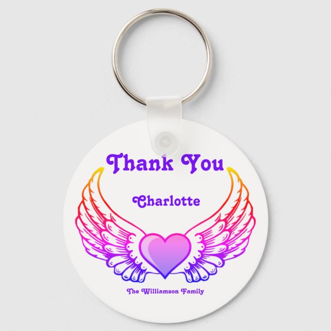 Chaveiro Obrigado Angel Wings Personalizado (Frente)