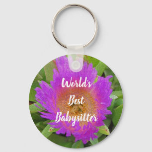 Chaveiro Obrigado Apreciação De Flor Roxo Babysitter