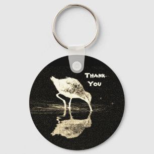 Chaveiro Obrigado Black White Beach Bird com reflexo