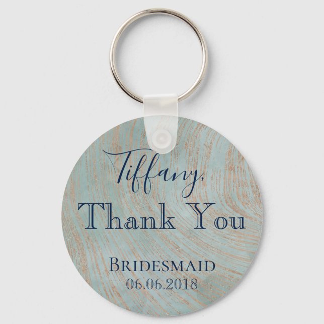 Chaveiro Obrigado Bridesmaid Blue e Cobre (Frente)