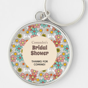 Chaveiro Obrigado Chuveiro Nupcial Flor Retro Hippie Groovy