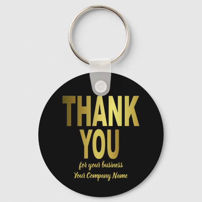 Chaveiro Obrigado Cliente Apreciação Dourado Preto (Frente)