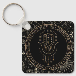 Chaveiro obrigado de casamento de ouro negro místico