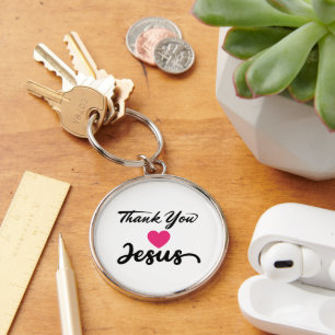 Chaveiro Obrigado Jesus Coração de fé cristã moderna