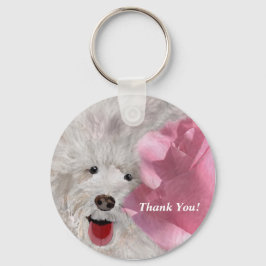 Chaveiro Obrigado Labradoodle e Rosa