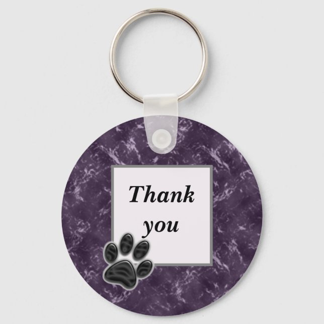 Chaveiro Obrigado Pet Sitter Dark Purple Paw Print (Frente)