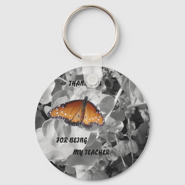 Chaveiro Obrigado por ser minha professora com monarca (Frente)