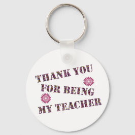 Chaveiro Obrigado Professora Apreciação Da Flor Rosa Floral
