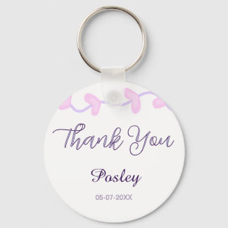 Chaveiro obrigado rosa roxo pastel casamento nome data lea