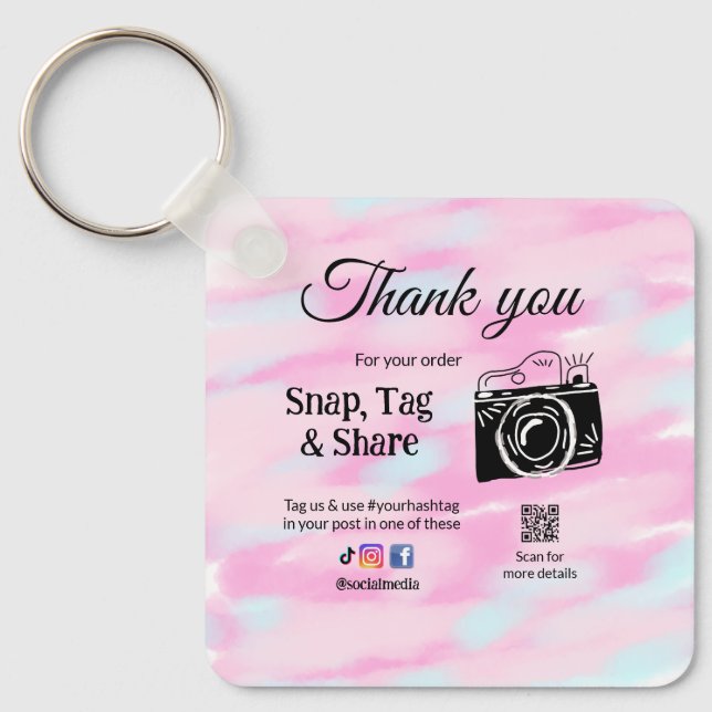 Chaveiro Obrigado snap tag compartilhar mídia câmera adicio (Frente)