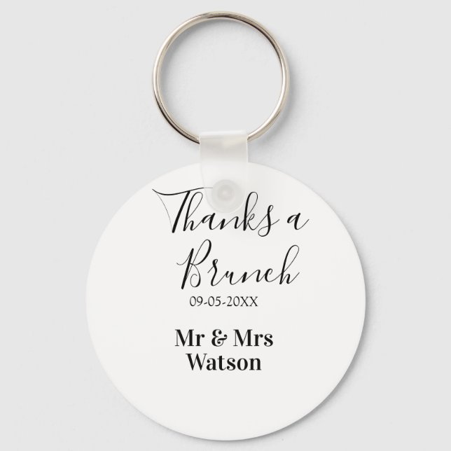 Chaveiro Obrigado um brunch pós-casamento nome data simples (Frente)