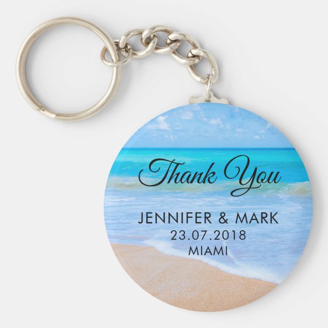 Chaveiro Obrigados de Casamento de Fotos da Cena Tropical d (Frente)