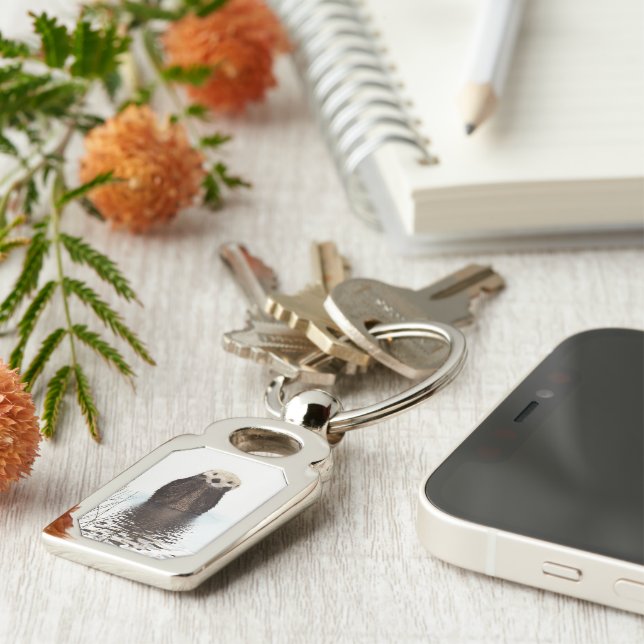 Chaveiro Óbvia sorridente no lago (Lateral)