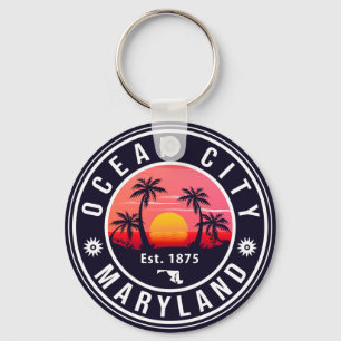 Chaveiro Ocean City Maryland Retro Sunset Souvenirs 60s