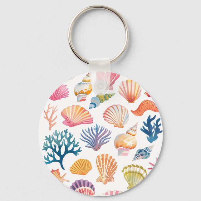 Chaveiro OceanModern Tropical Plant Print – Pink and Green  (Frente)