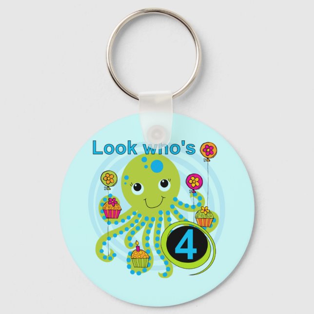 Chaveiro Octopus 4th Birthday T shirts e presentes (Frente)