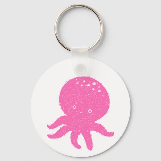 Chaveiro Octopus Cor-de-Rosa Cor-de-Rosa Antigo Impressão (Frente)