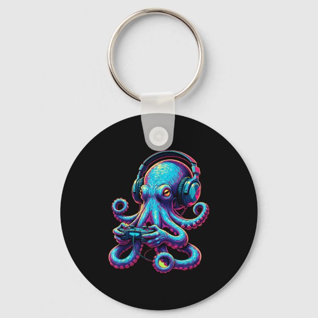 Chaveiro Octopus Gaming Animal Video Games Funny Octopus  (Frente)