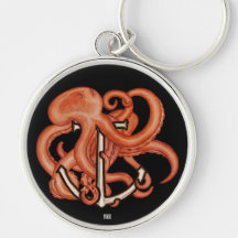 Octopus Laranja Sobre Âncora