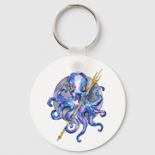 Chaveiro Octopus púrpura e azul com Trident